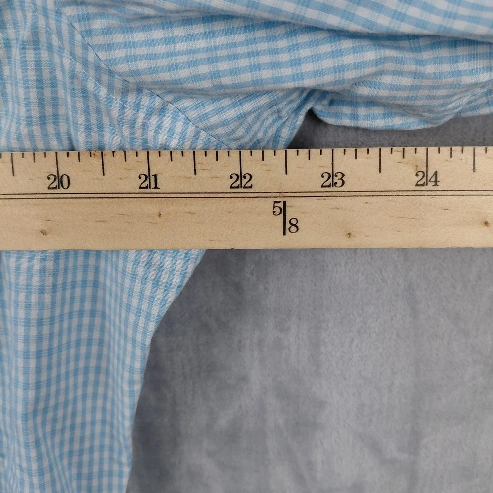 Banana‎ Republic Mens Athletic Fit Gingham Shirt Blue White Wrinkle Resistant M